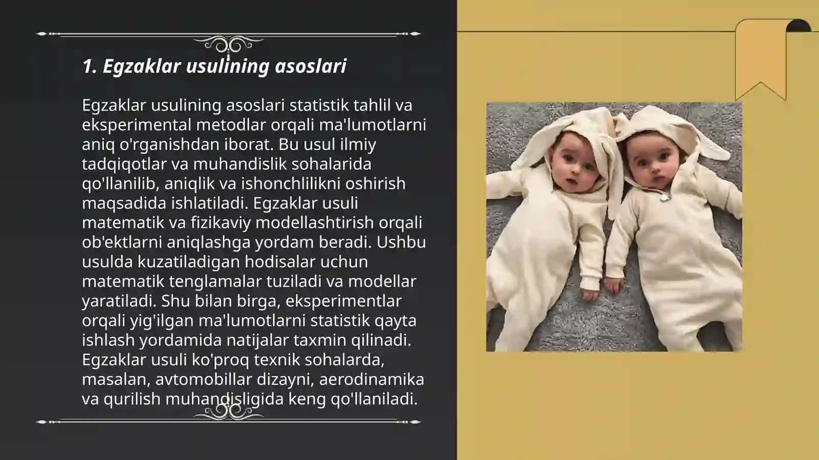 Egzaklar usuli.Bir va ikki tuxum hujayrali egzaklarda uchraydigan belgilarning konkordantligi 3