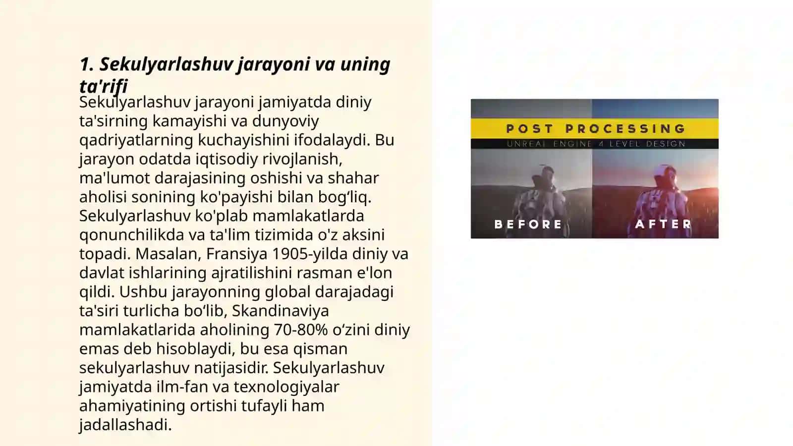 Sekulyarlashuv jarayoni. O`zbekistonning davlat sifatida shakillanishida din omili 3