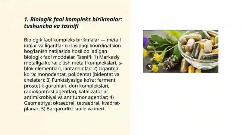 Biologik faol kompleks birikmalar 3