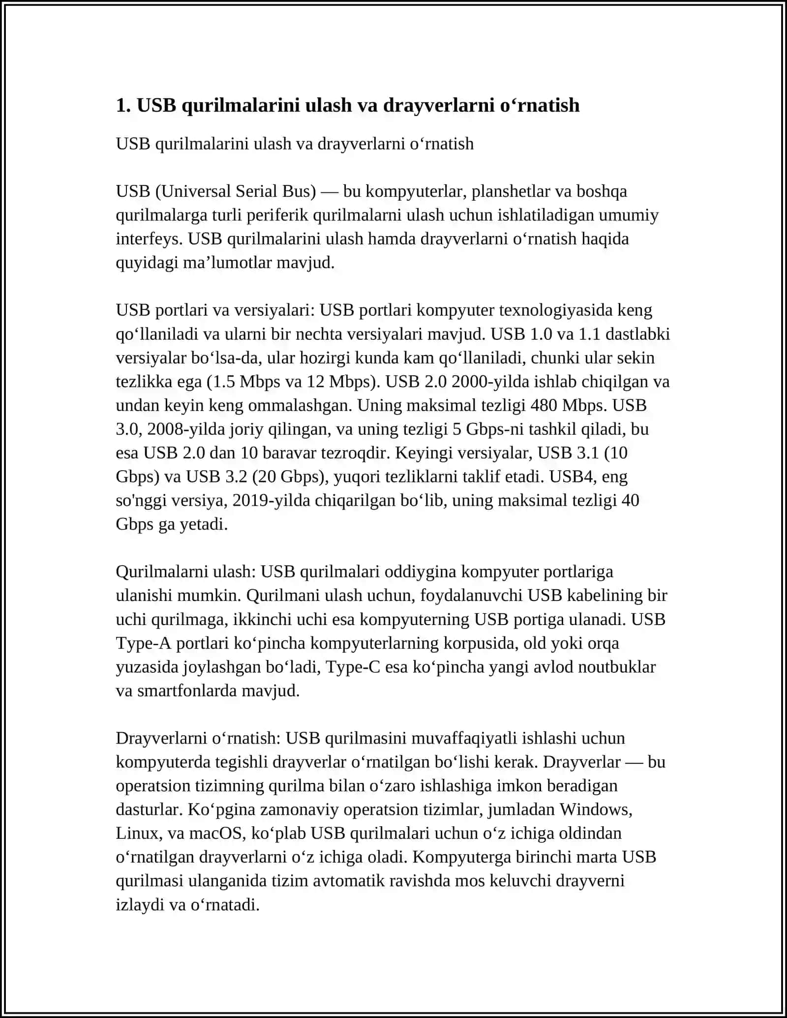 USB qurilmalarini ulash va drayverlarni o‘rnatish 3