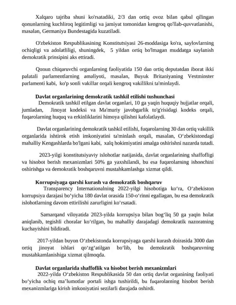Davlat organlarini demokratik tarzda tashkil etilishi 3