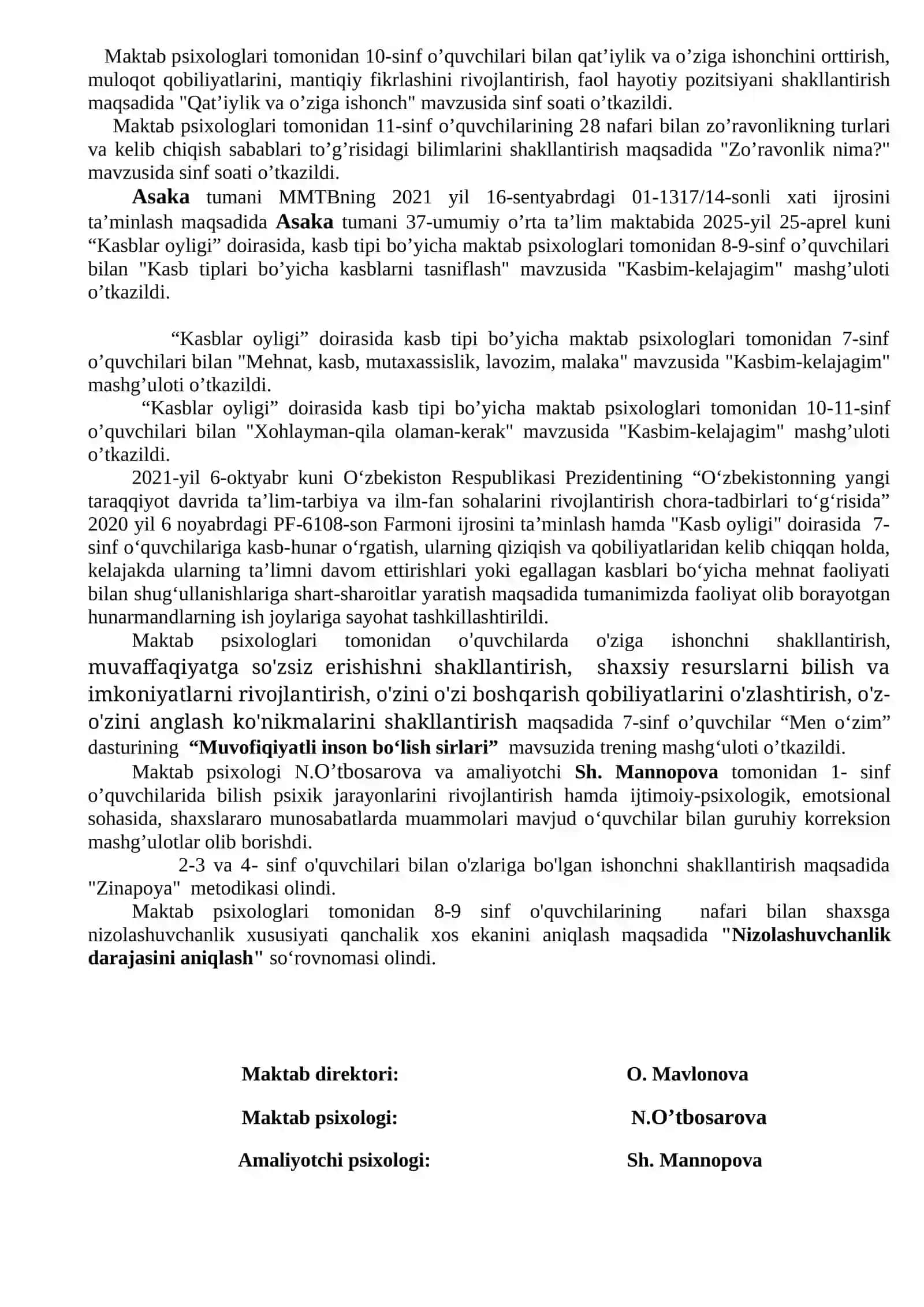 O’quvchilarni psixologik-pedagogik qo’llab-quvvatlash ishlarini yanada takomillashtirish 3