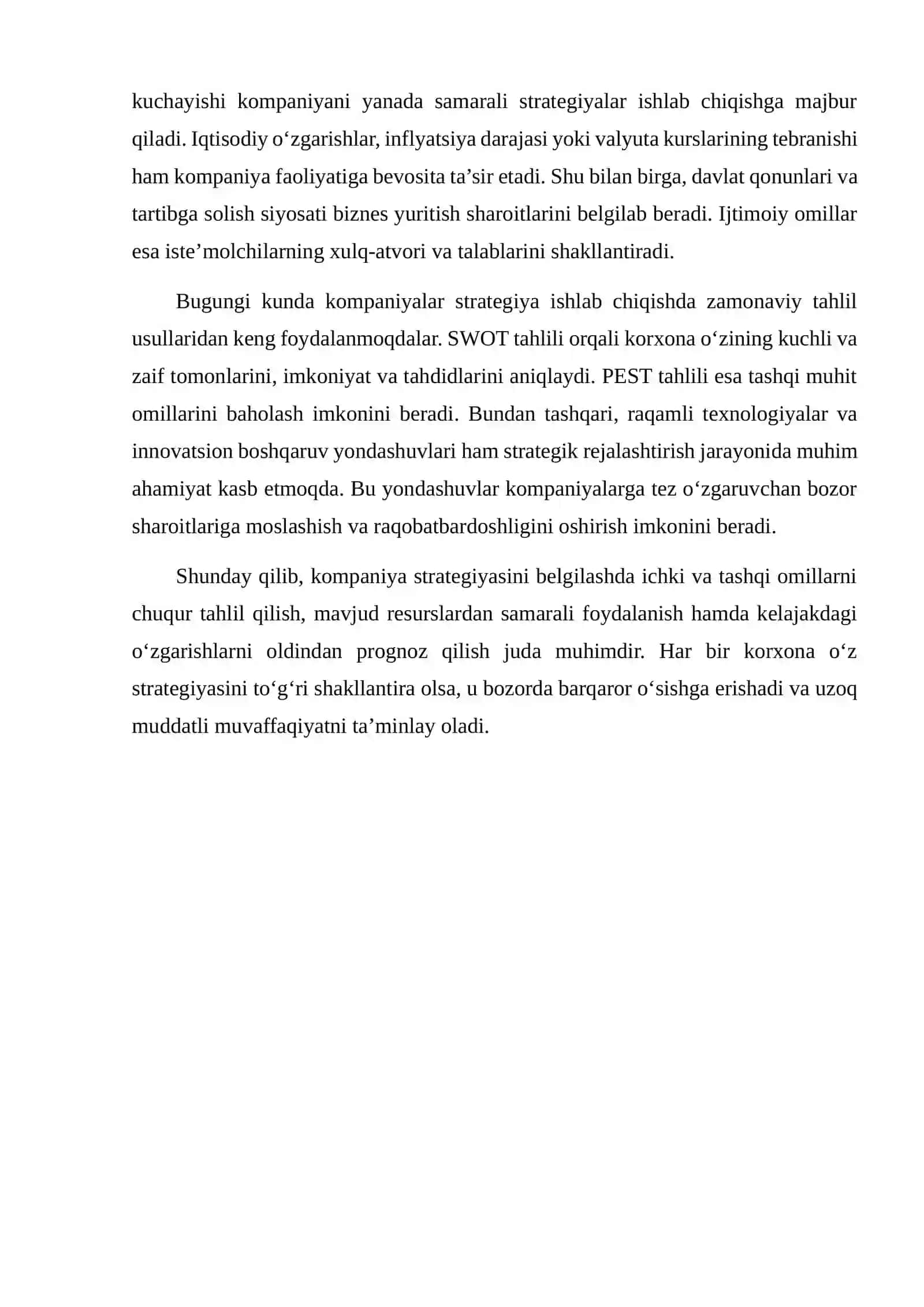 KOMPANIYA STRATEGIYASINI BELGILOVCHI OMILLAR 3