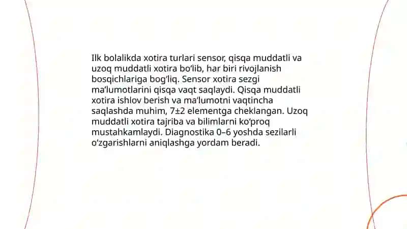 Ilk bolalik davrida bilish jarayonlarida xotira va tafakkurni rivojlanishi va diagnostikasi 3