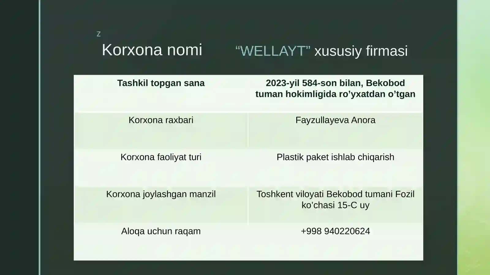 Plastik paket ishlab chiqarishbiznes rejasi 3