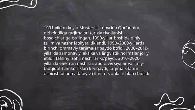 Mustaqillik yillarida Qurʼonning oʻzbek tiliga tarjima qilinishi va tafsirlari haqida 3