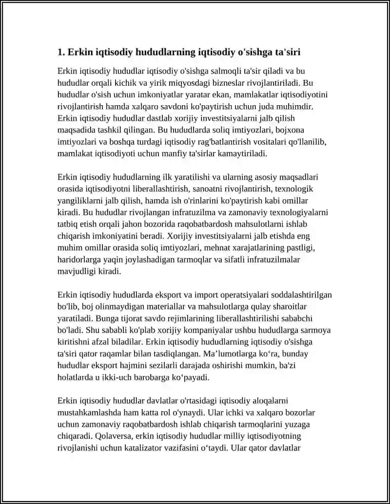 ERKIN IQTISODIY HUDUDLARNING IQTISODIYOTNI RIVOJLANTIRISHDAGI AHAMIYATI 3