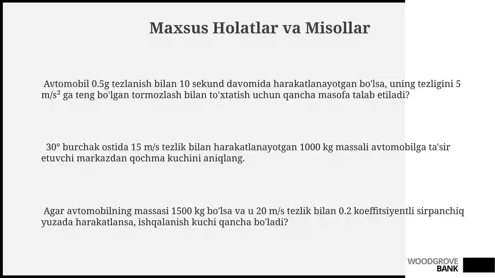 Avtomobilning xarakatlanish tenglamasi 3
