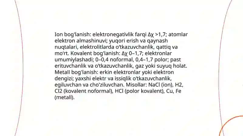 Kimyoviy bog'lanishlar 3