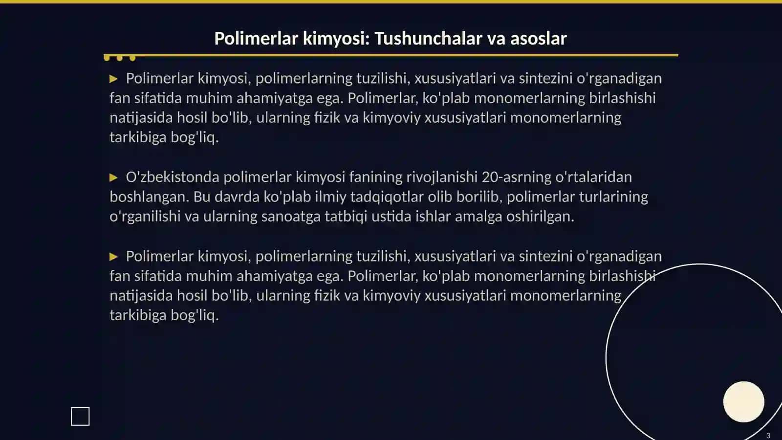 Polimerlar kimyosi fani va uning istiqbollari 3