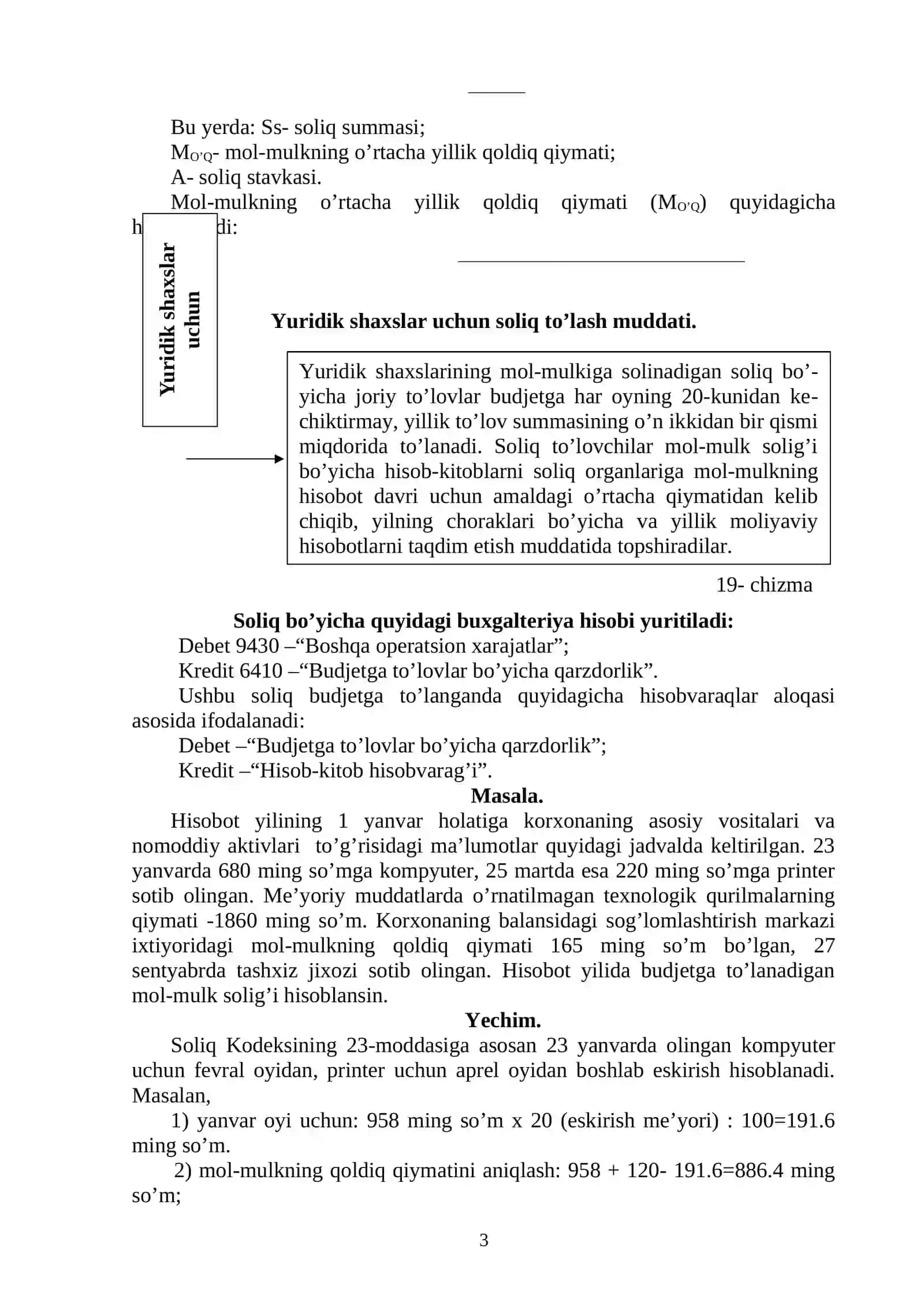 Yuridik shaxslarning mol-mulkiga solinadigan soliqni hisoblash va budjetga to’lash tartibi 3