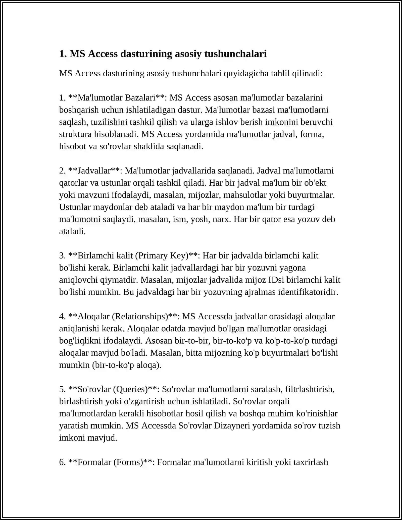 MS ACCESS IMKONIYATLARI 3