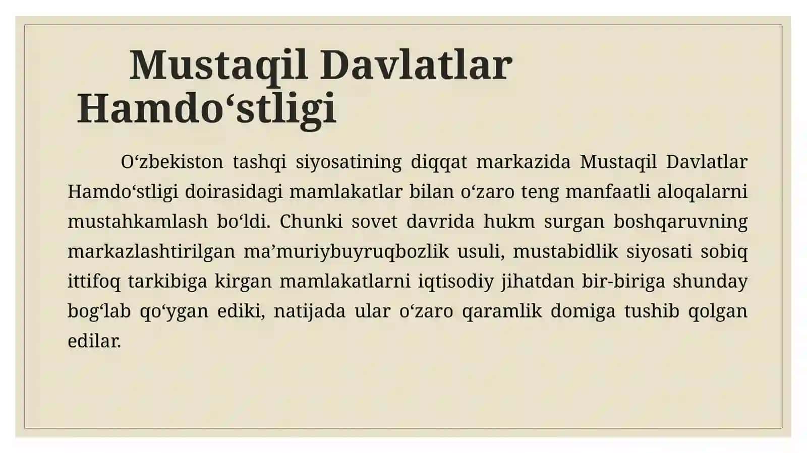 O‘zbekistonning mintaqaviy tashkilotlari doirasida ko‘ptomonlama hamkorligi 3