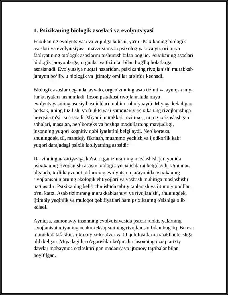 Psixikaning evolyutsiyasi va vujudga kelishi 3