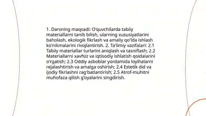Tabiiy materiallar bilan ishlash darslarining mazmuni 3