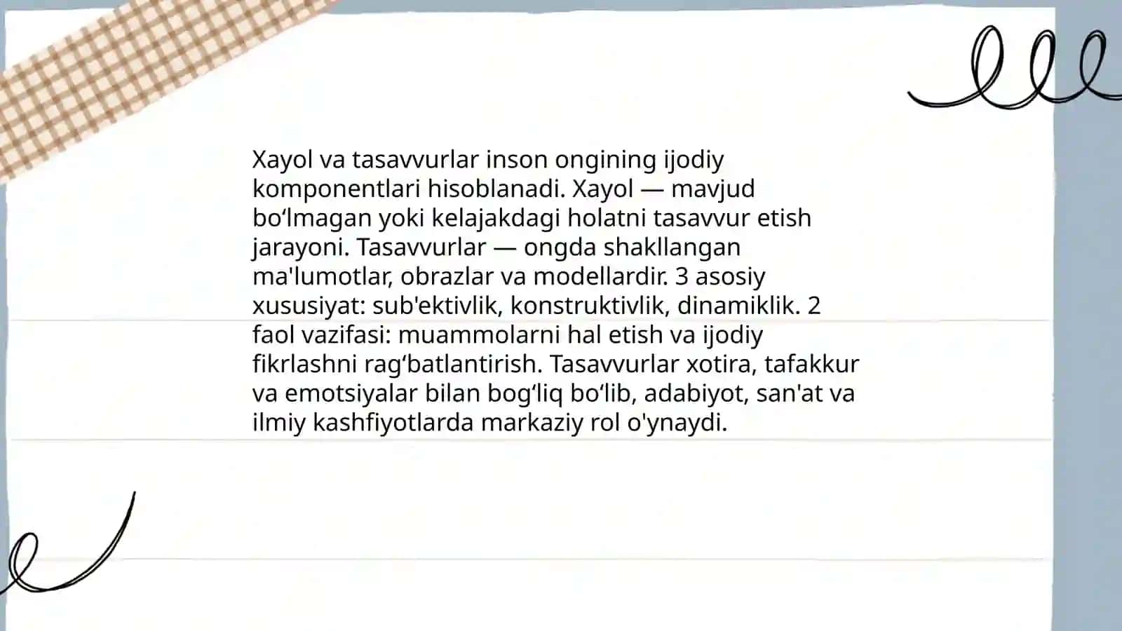 Xayol va tasavvurlar 3