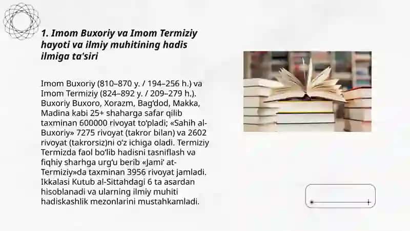 Imom Buxoriy va Imom Termiziyning hadis ilmiga qo’shgan hissalarini qiyosiy tahlili 3