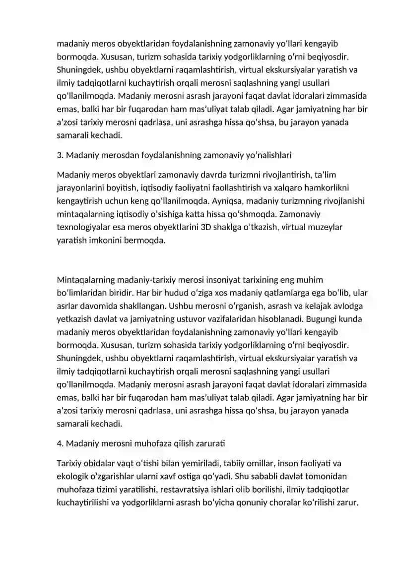 MINTAQALARNING MADANIY-TARIXIY MEROSI 3