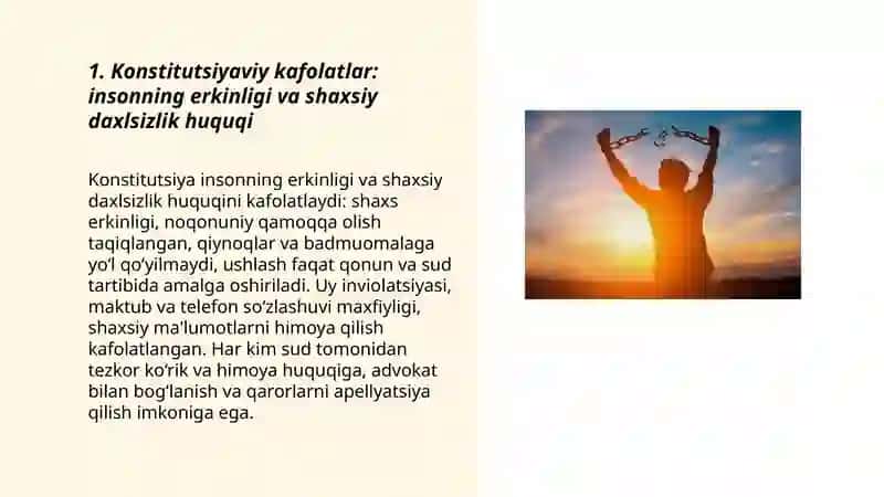 Insonning Erkinligi va Shaxsiy Daxlsizlik Huquqining Kafolatlati 3