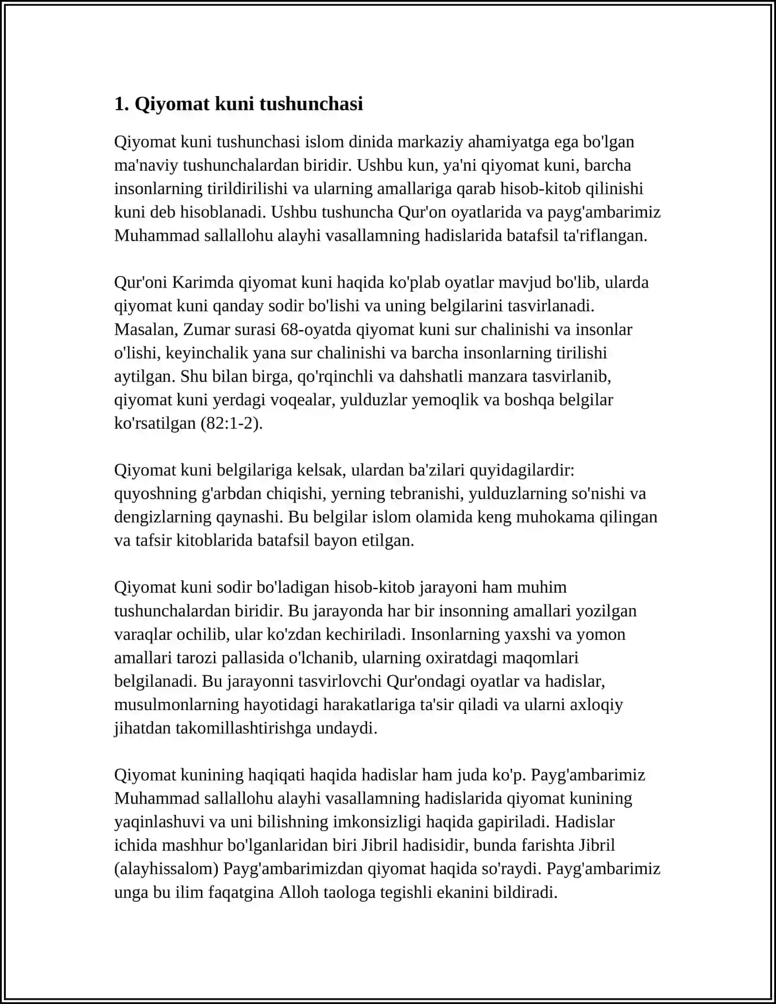 ESXATOLOGIYANING MOHIYATI: QIYOMAT VA OXIRAT DUNYOSI 3