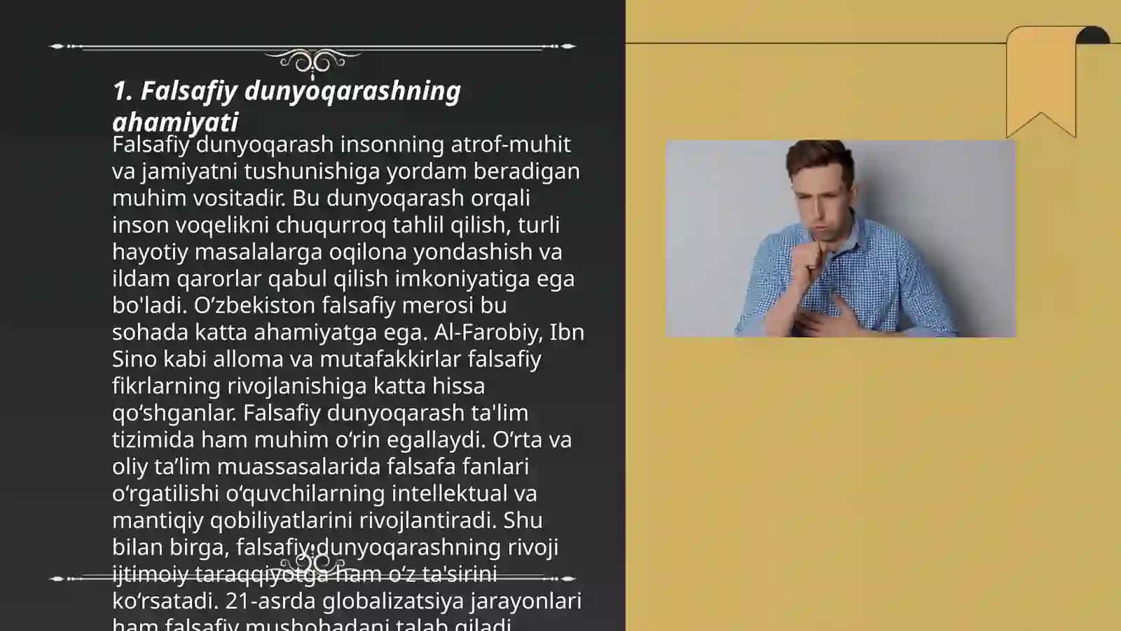 Falsafiy dunyoqarashning oʻz-oʻzini anglashdagi roli 3