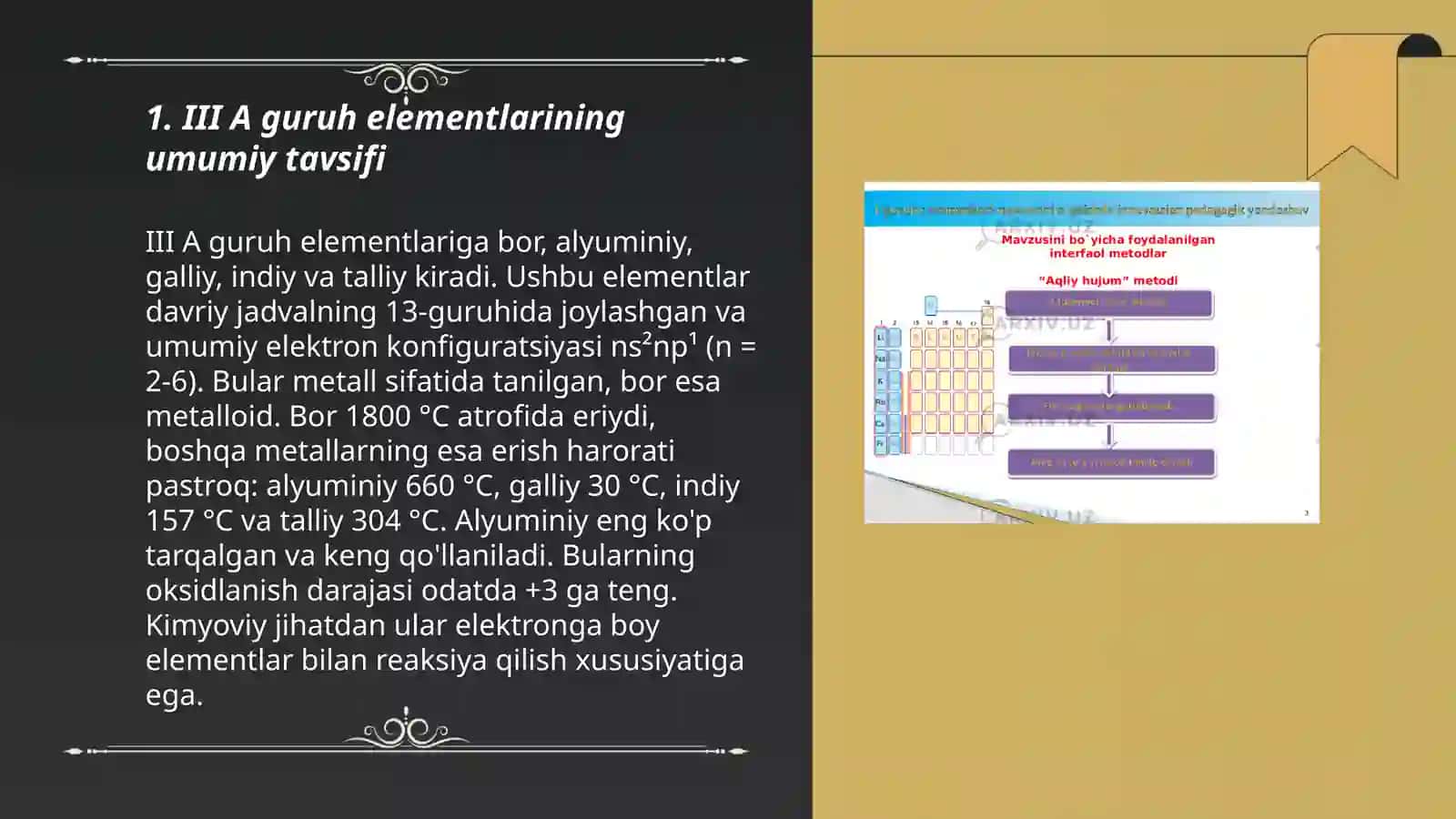III A guruh elementlari B Al misolida 3