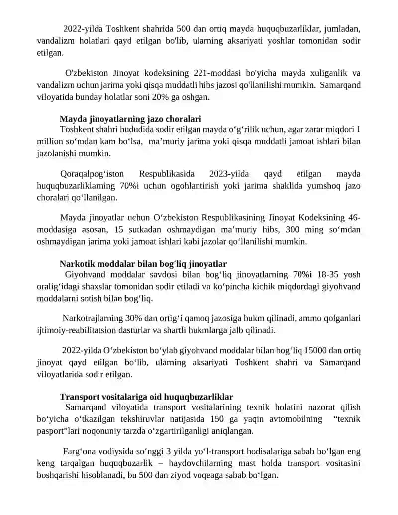 Mayda jinoyatlarning ta'rifi 3