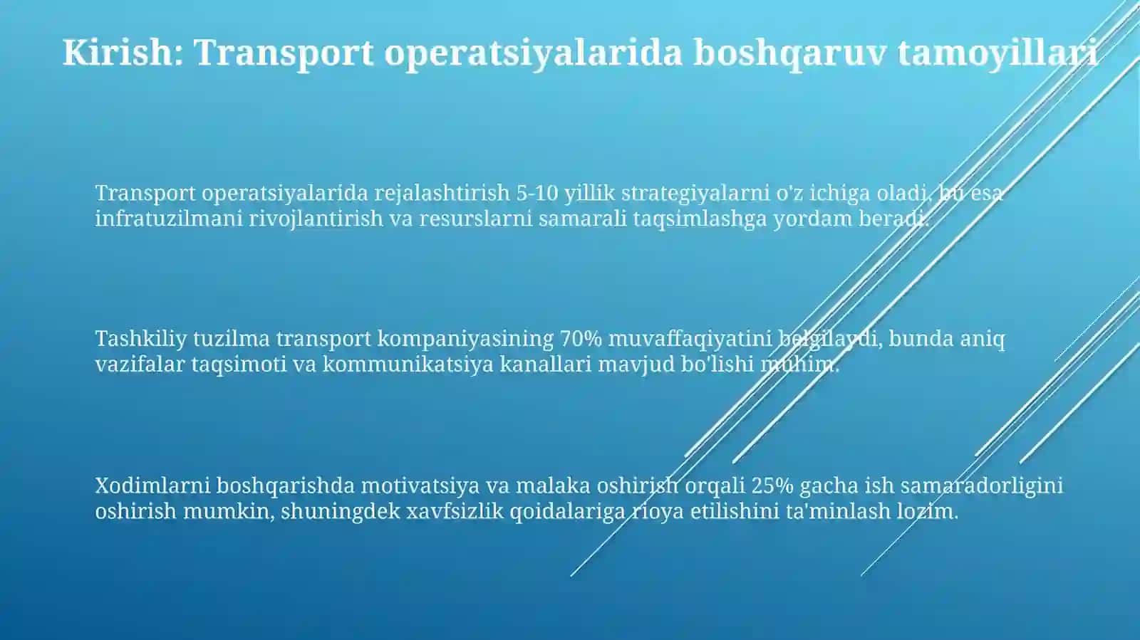 Transport operatsiyalarida qollaniladigan boshqaruv tamoyillari 3