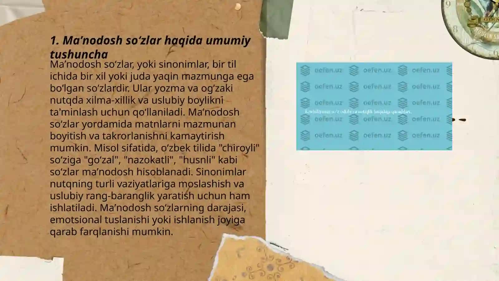 Sinonimlar (maʼnodosh soʻzlar) va sinonimiya qatori 3