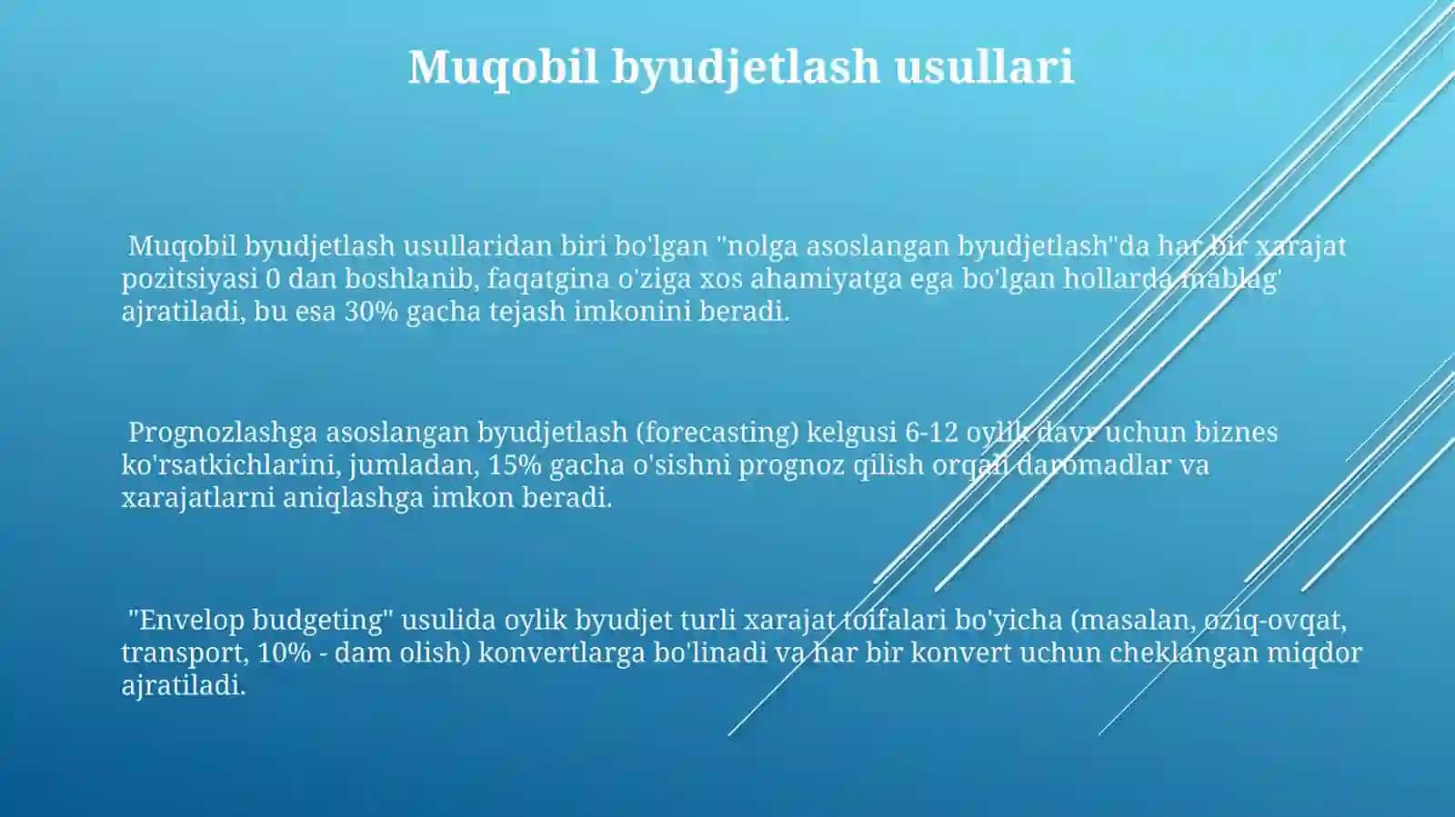 Byudjetdan moliyalashtirishning eng muqobil yo'llarini joriyetish 3