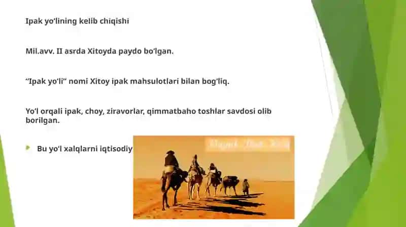 Buyuk Ipak yo‘li va hozirgi zamon. O‘zbekistonning turizm salohiyati. 3