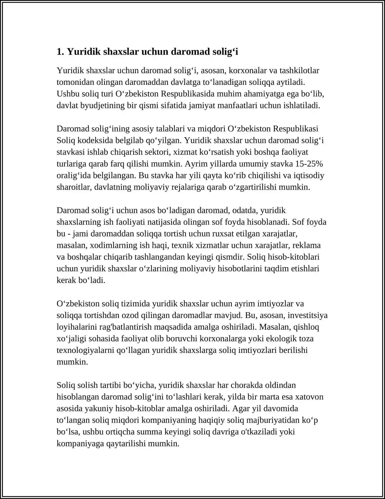 Yuridik shaxslar uchun daromad solig‘i 3
