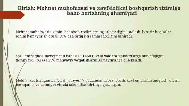 Mehnat muhofazasi tizimini baholash 3