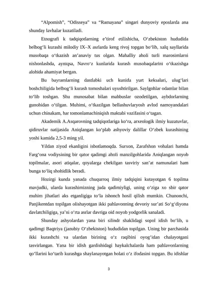Belbog‘li kurash rivojlanishi tarixi 3