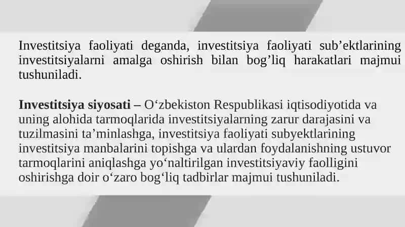 Investitsiya faoliyati va investitsiya siyosati 3