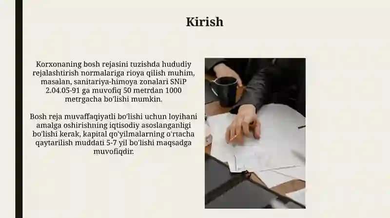 Korxonalarni bosh rejasini tuzish prinsiplari 3