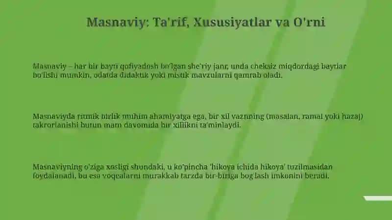Masnaviy: Ta'rifi, Xususiyatlari va Tuzilishi 3