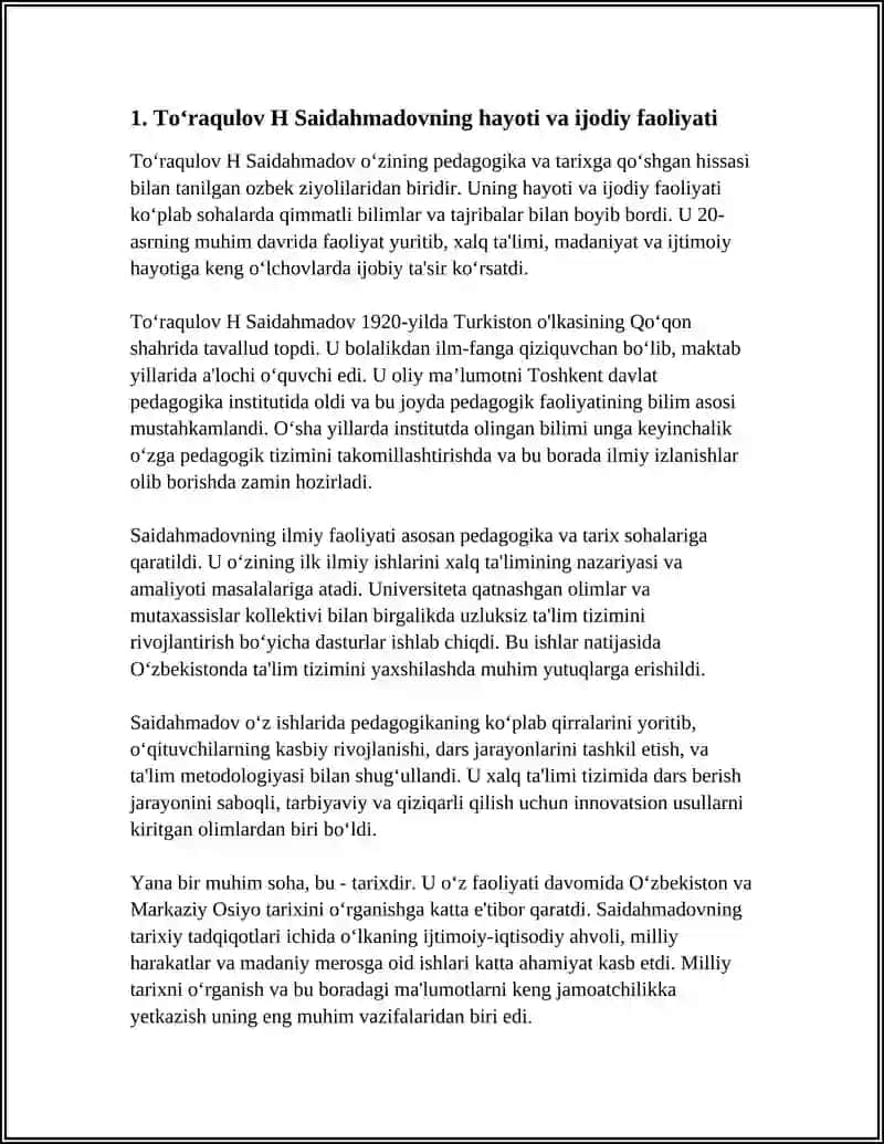 Toʻraqulov H Saidahmadovning hayoti va ijodiy faoliyati 3