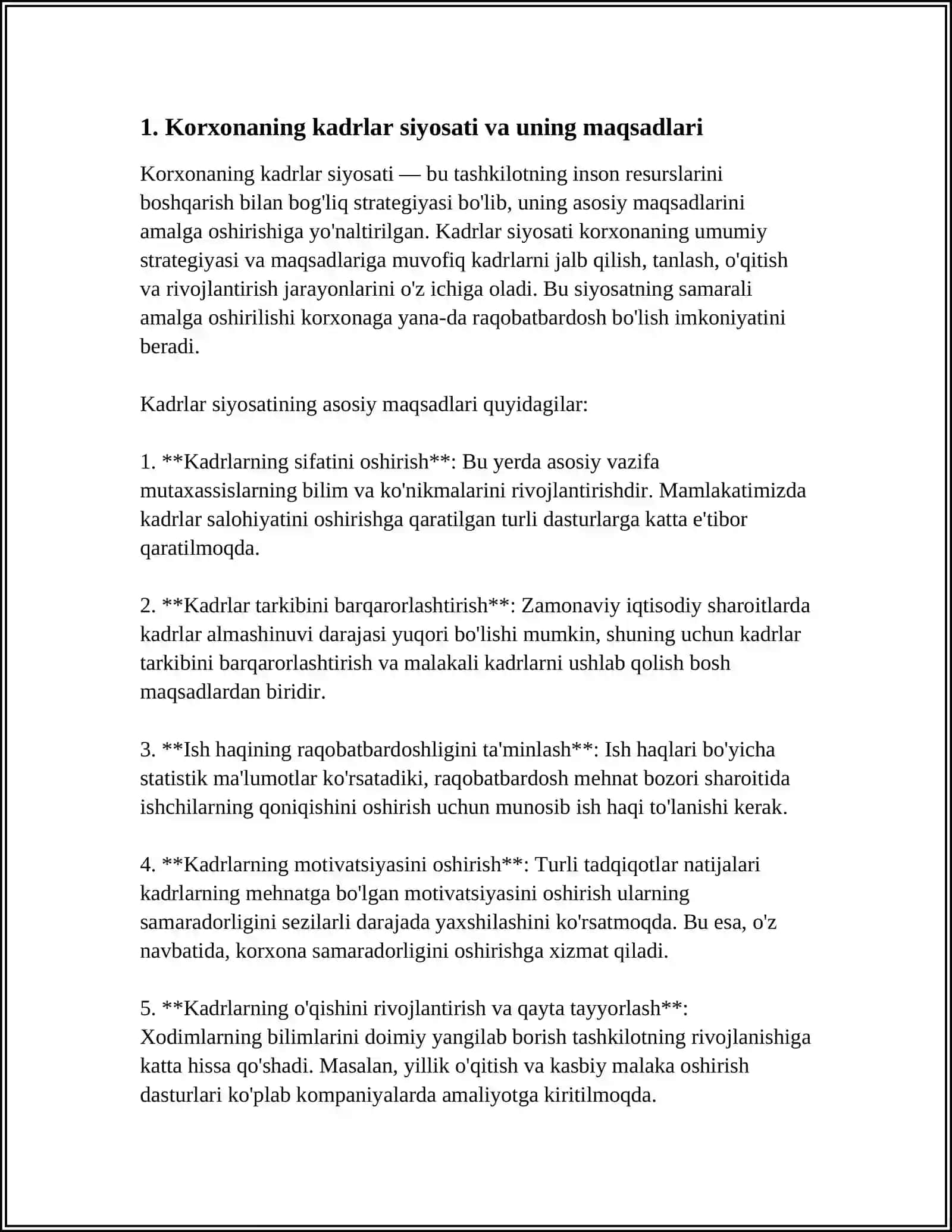 BOZOR MUNOSABATLARI SHAROITIDA KORXONANING XODIMLAR SIYOSATI 3