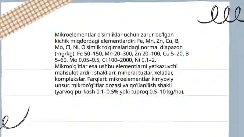 Mikroo'g'itlar va Mikroelementlar 3