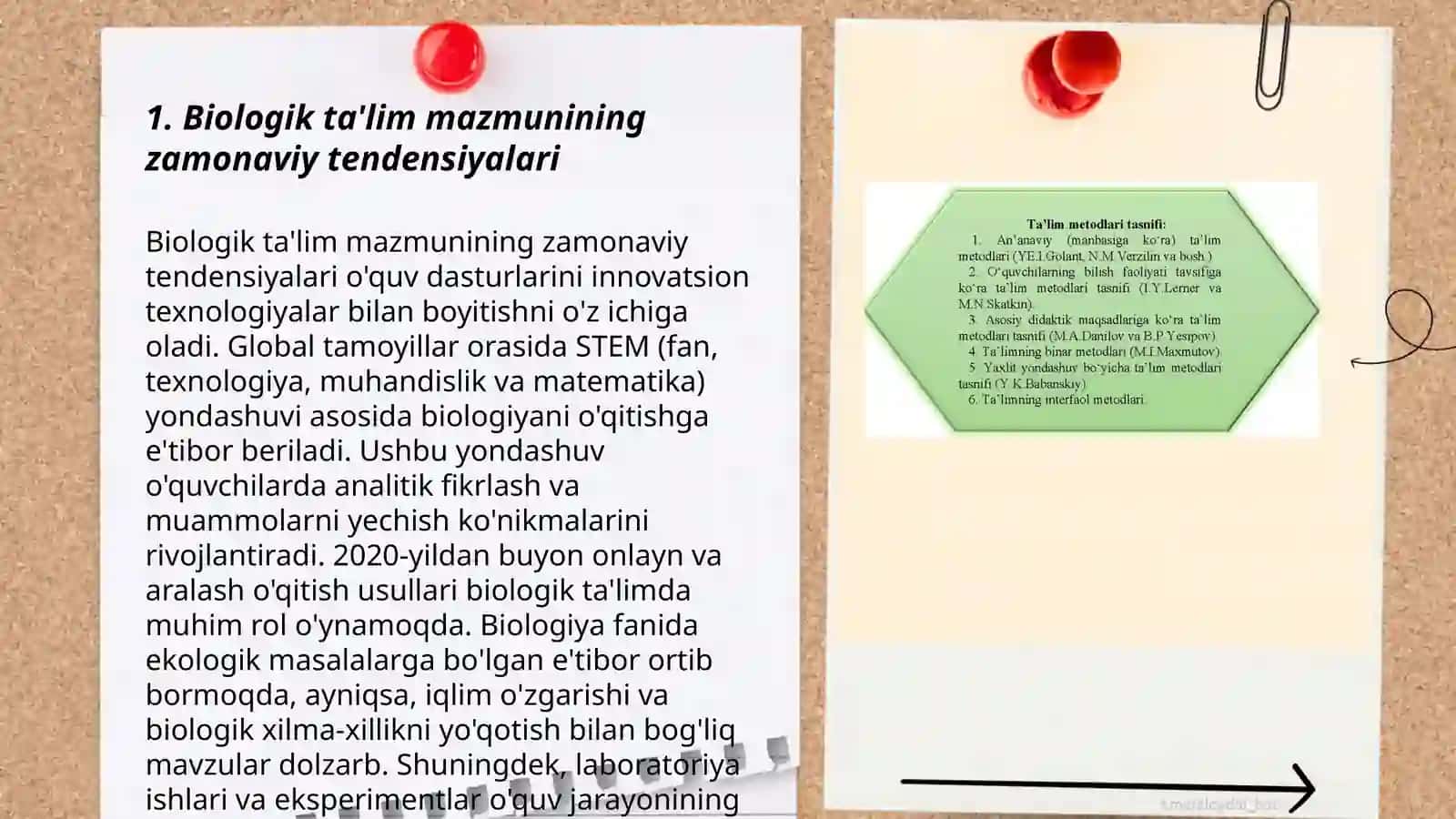 Biologik taʼlim mazmuni, metodlari, vositalari va shakllarining uygʻunligi 3