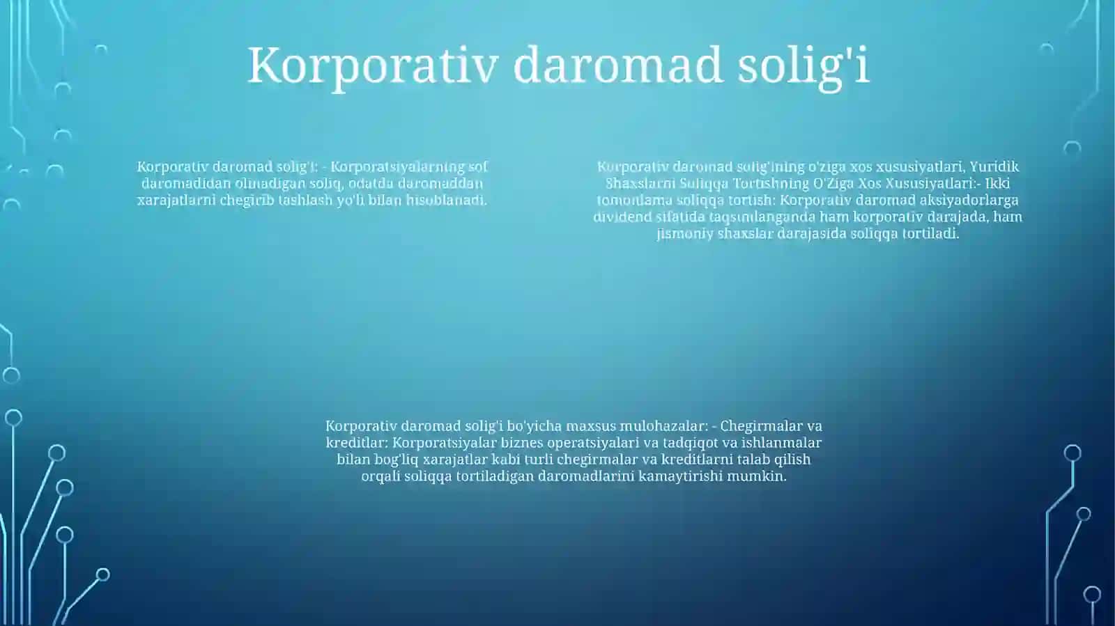 Yuridik Shaxslarni Soliqqa Tortishning O'ZigaXosXususiyatlari 3