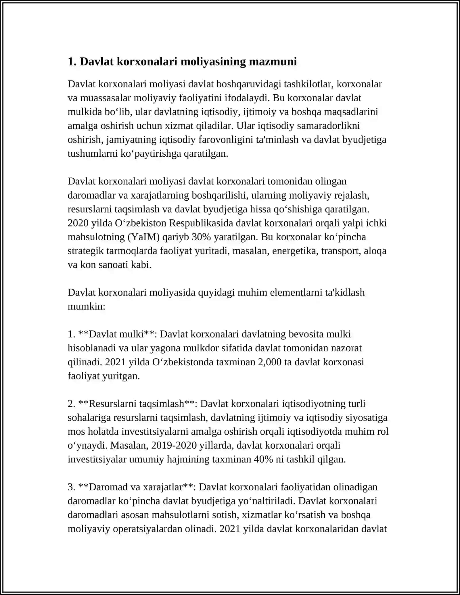 DAVLAT KORXONALARI MOLIYASI, MAZMUNI, SHAKLLARI, XUSUSIYATLARI 3