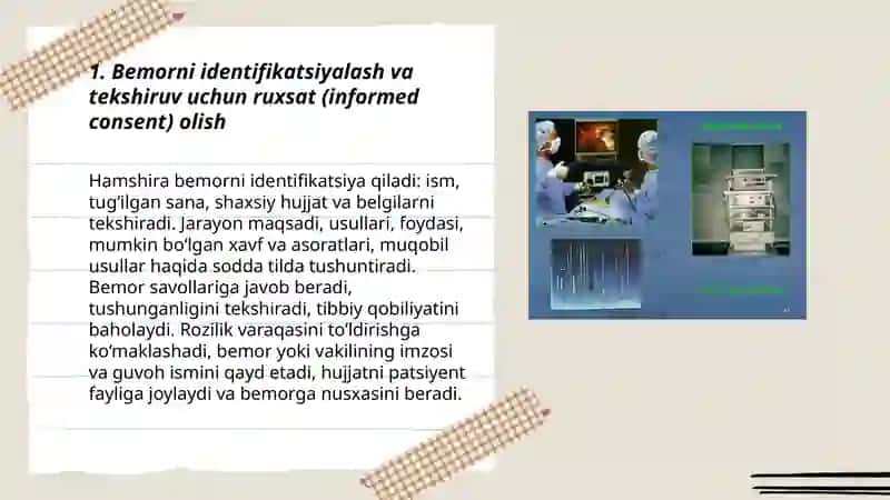 Bemorlarning instrumental rengenologik endoskopik UTD va skanerlash tekshiruvlariga tayyorlashda tibbiyot hamshirasining vazifasi 3