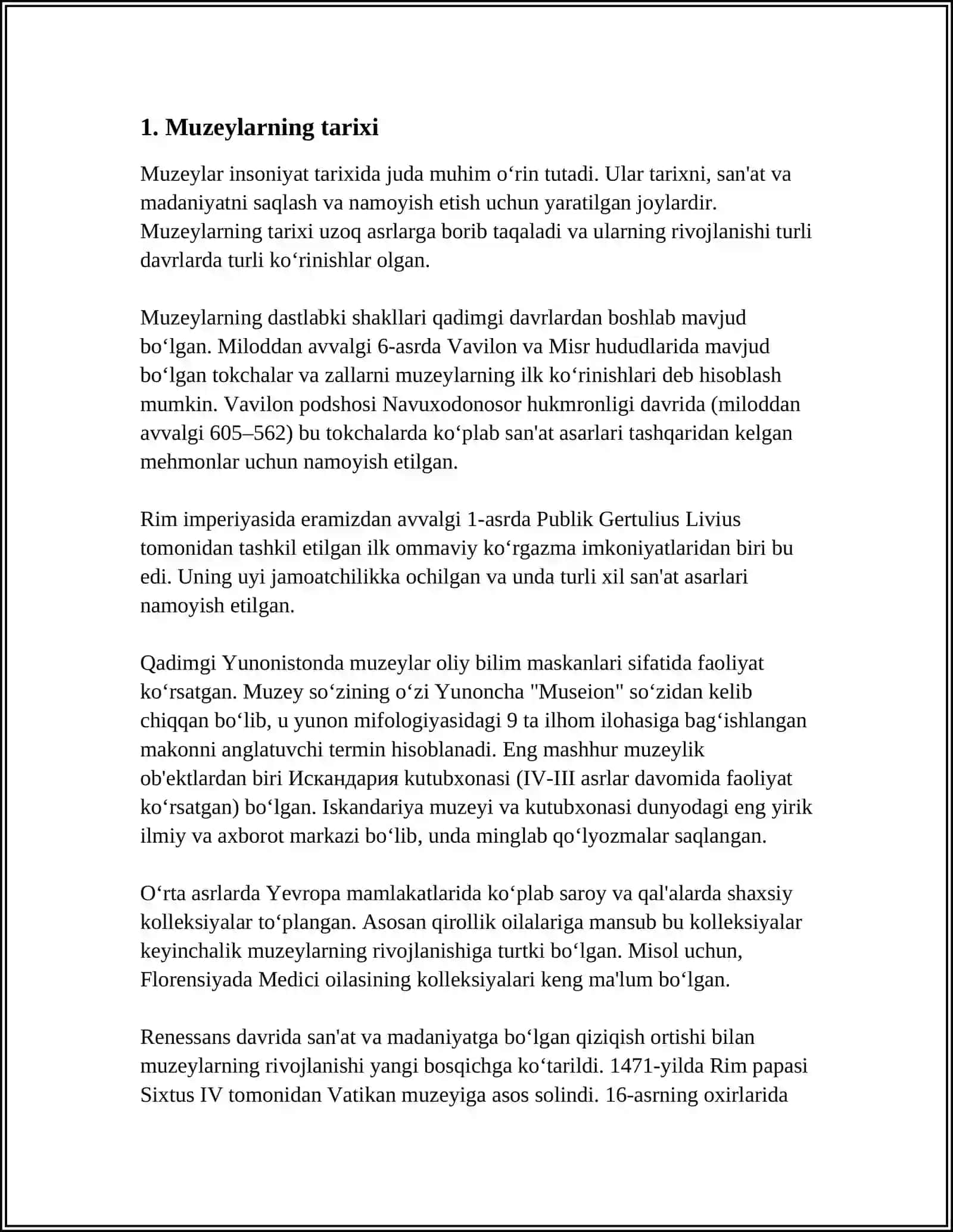 MUZEYLAR ÓTMISH VA KELAJAK ÓRTASIDAGI KÓPRIK 3