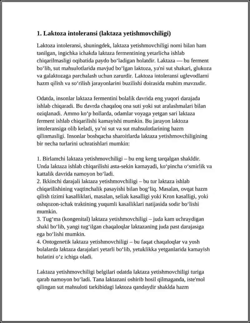 UGLEVODLARNI HAZMLANISHI VA SO'RILISHI JARAYONLARINI BUZULISHI 3