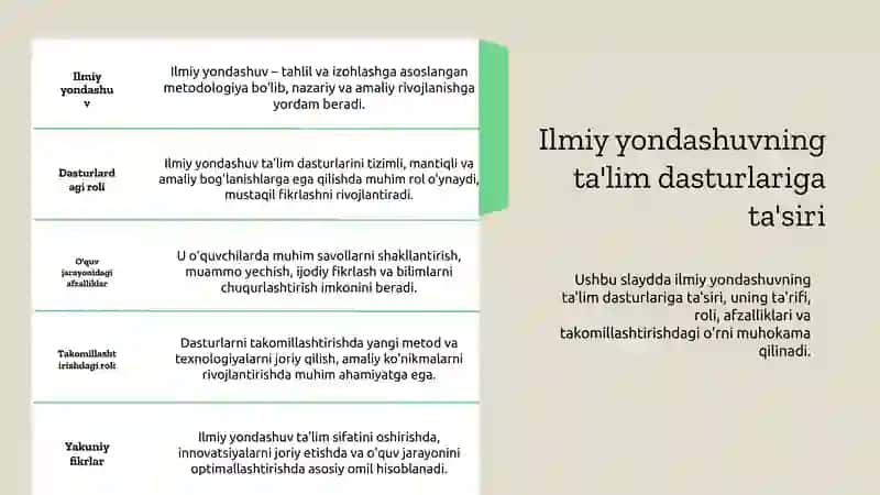 Ilmiy yondashuvning ta'lim dasturlariga ta'siri va afzalliklari 3