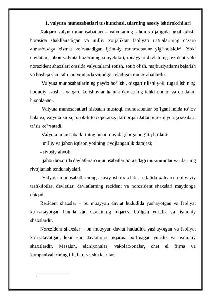 Xalqaro valyuta operatsiyalari. Jahon valyuta tizimi va uning rivojlanishi 3