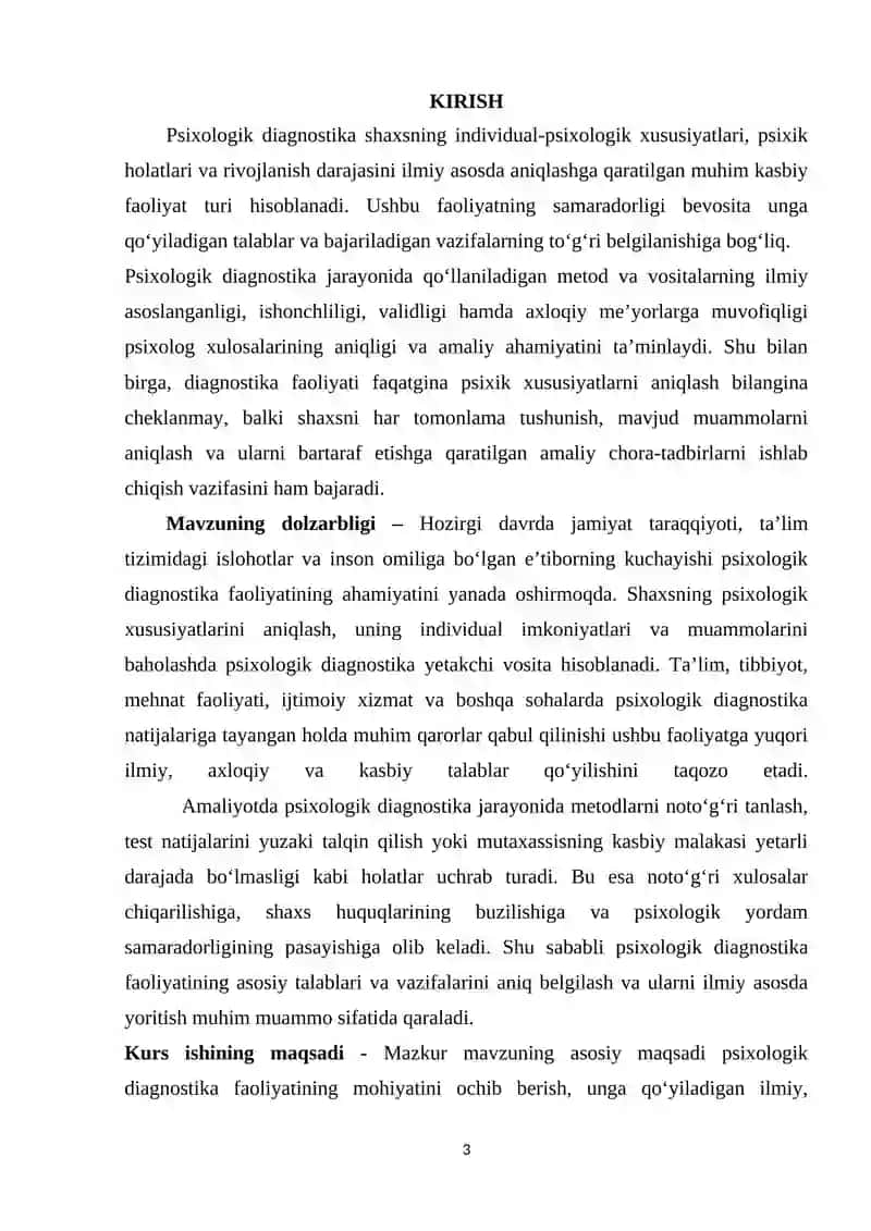 PSIXOLOGIK DIAGNOSTIKA FAOLIYATINI TALABLARI VA VAZIFALARI 3