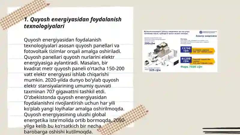 Quyosh energiyasidan foydalanish texnologiyalari 3